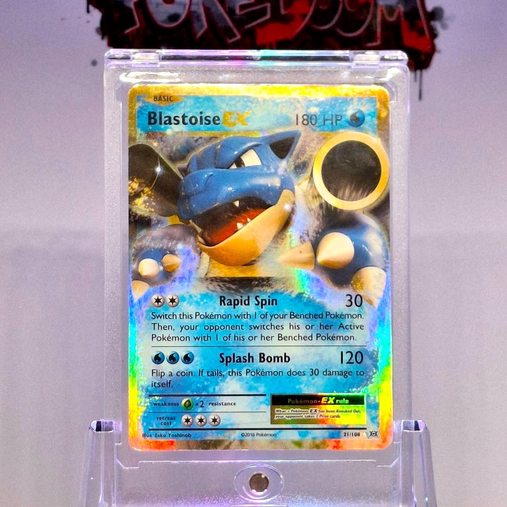 Pokemon Blastoise EX Trading Card - Blue and Gold